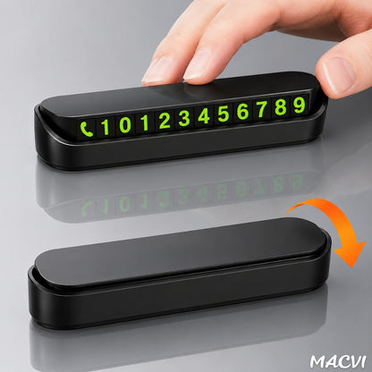 Suport numar telefon auto, MACVI, afisaj retractabil, negru, 13x3.5x2.6cm, set cu placute magnetice