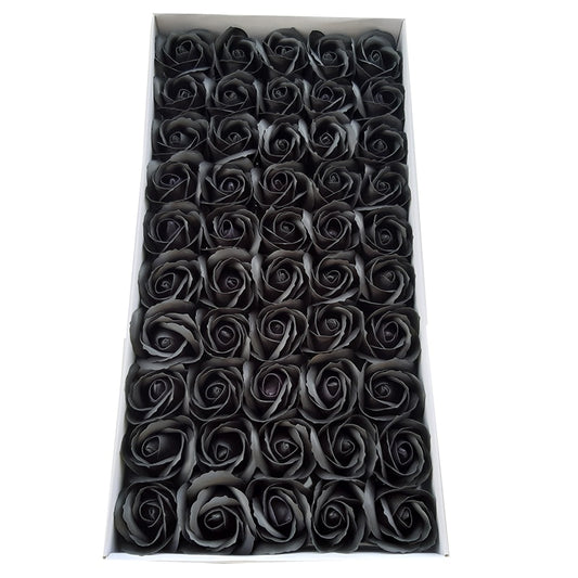 Set 50 trandafiri din sapun, 5x5 cm, calitate premium, decor si cadou elegant, Negru