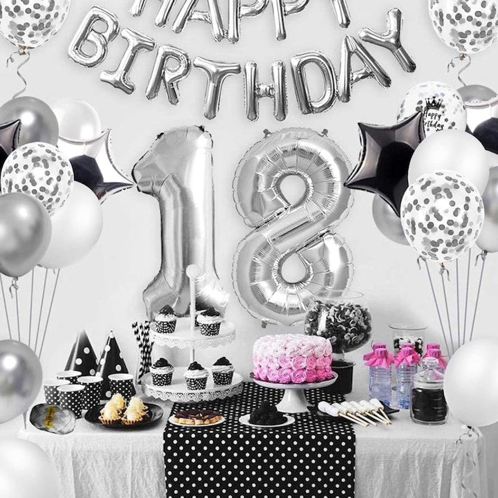 Set 15 Baloane Teno®, Confeti, pentru Petreceri/Aniversari/Evenimente, o singura dimensiune, 3 culori, latex, argintiu/alb/transparent