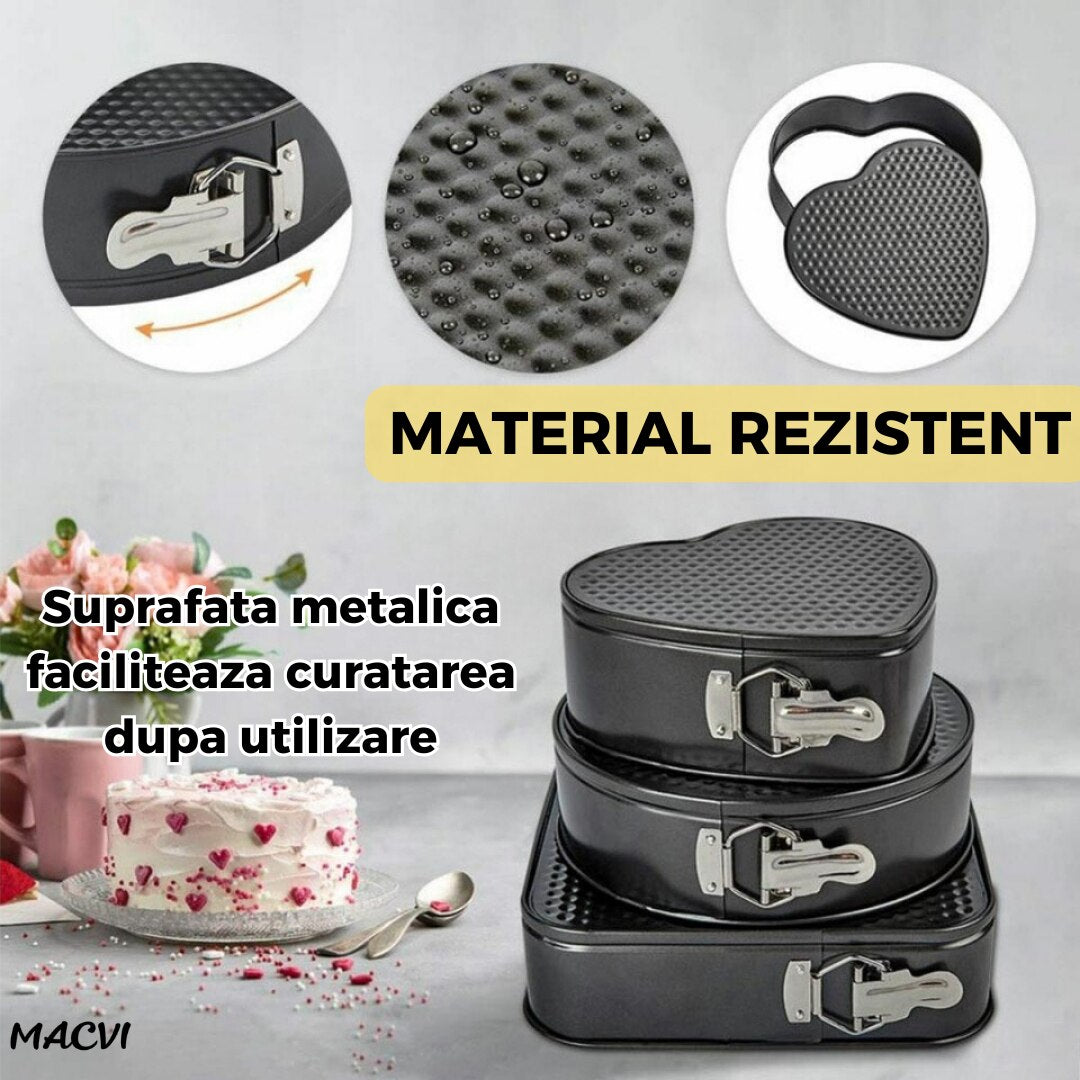 Set 3 Tavi pentru Prajituri Macvi® din metal diverse forme negre