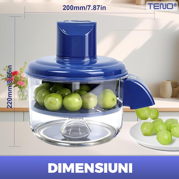 Curatator Electric Teno®, usor de utilizat, design portabil, cu acumulator, pentru fructe mici/usturoi/legume mici, 50 W, albastru