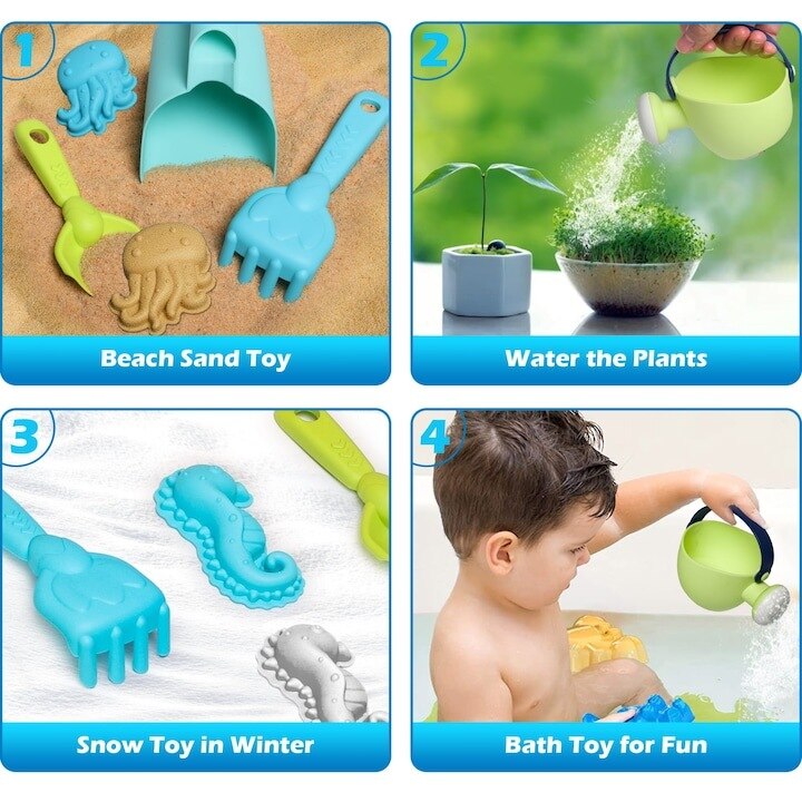 Masa de apa 2 in 1 Macvi® pentru copii, cu 8 accesorii interactive, multicolor, recomandata 3 ani+