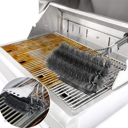 Perie gratar Macvi® curatare grill din inox cu racleta 7 cm si sarma inox galvanizat dimensiune totala 45 x 7 x 8 cm