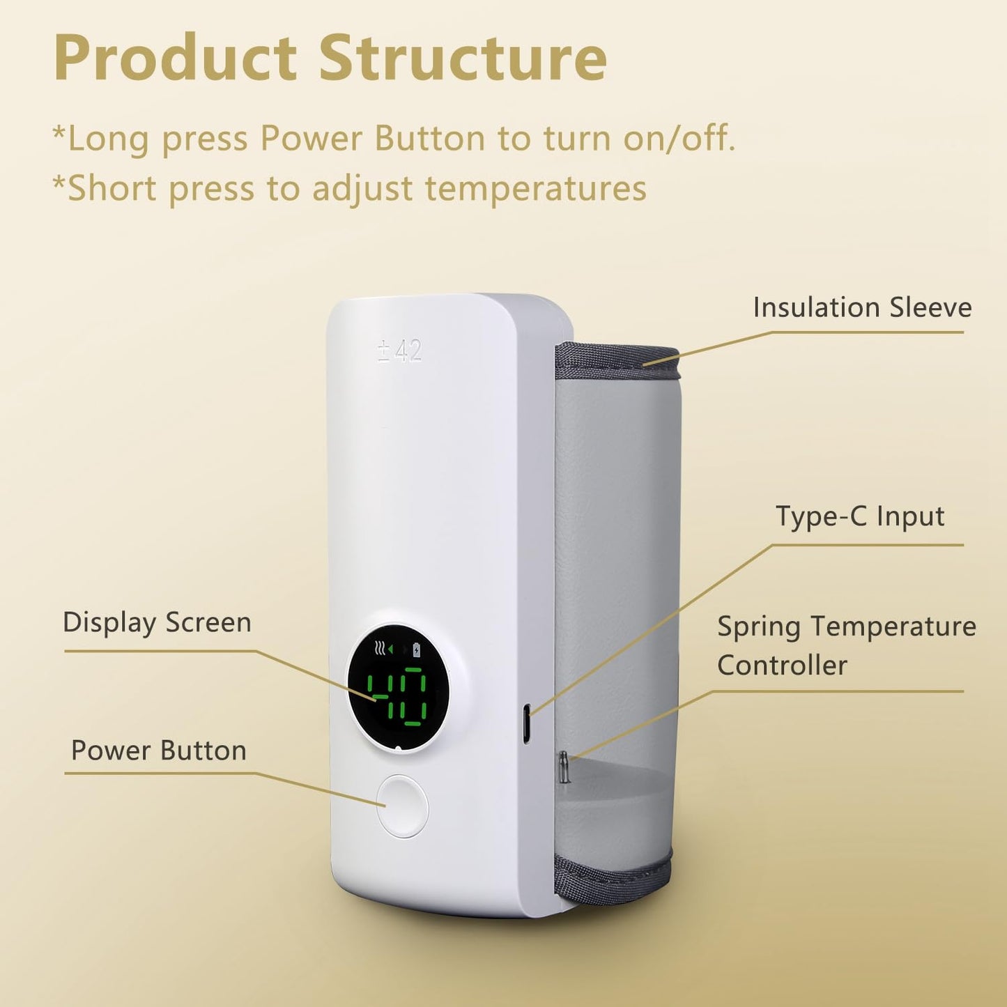 Incalzitor portabil pentru biberoane MACVI, 6 niveluri temperatura, mentinere caldura pana la 5 ore, alimentare USB, 300 ml
