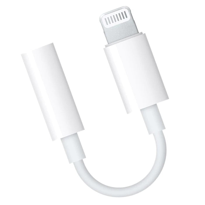 Adaptor audio Lightning la Jack 3.5 mm Macvi, alb, compact, constructie din cupru