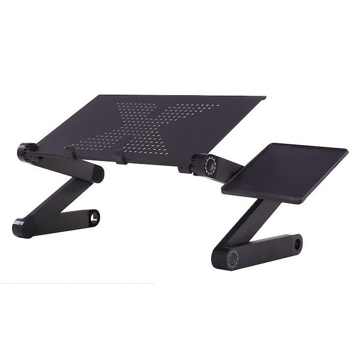 Masuta pentru Laptop 2 in 1 Teno®, reglabila pe inaltime, fante de aerisire, suport reglabl pentru mouse, multifunctionala, versatila, 42 x 26 cm, negru