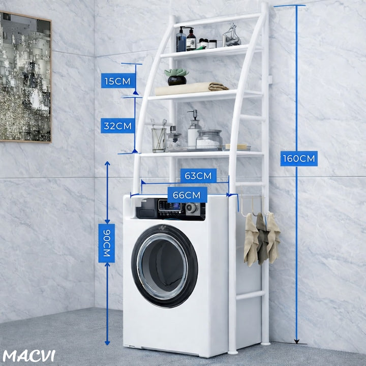 Organizator Multifunctional Macvi® pentru Baie, Toaleta sau Masina de Spalat, Suport pentru Detergenti, Prosoape si Accesorii de Igiena, Design Compact si Montare Rapida