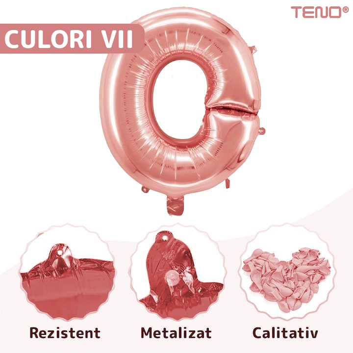 Balon in Forma de Litera O Teno®, metalizat, pentru Petreceri/Aniversari/Evenimente, rezistent, folie, rose gold, 40 cm