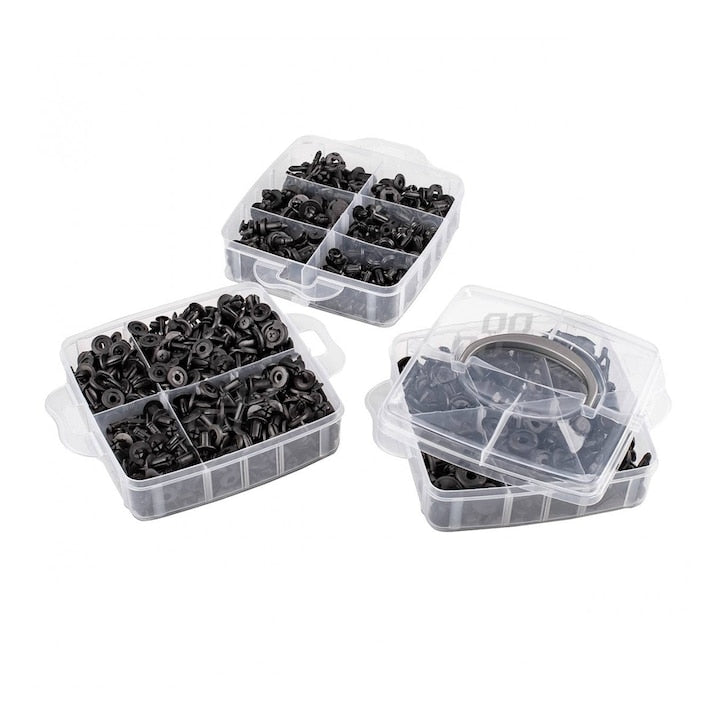 Set Cleme Auto 620 Piese Macvi, 16 Tipuri, Plastic Rezistent, Cutie Organizare