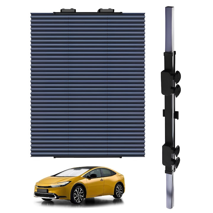 Parasolar Auto Retractabil Teno®, pliabil, universal, pentru masina/jaluzea, fereastra, montare usoara, ventuze de prindere, protectie UV, waterproof, 120x46 cm, negru