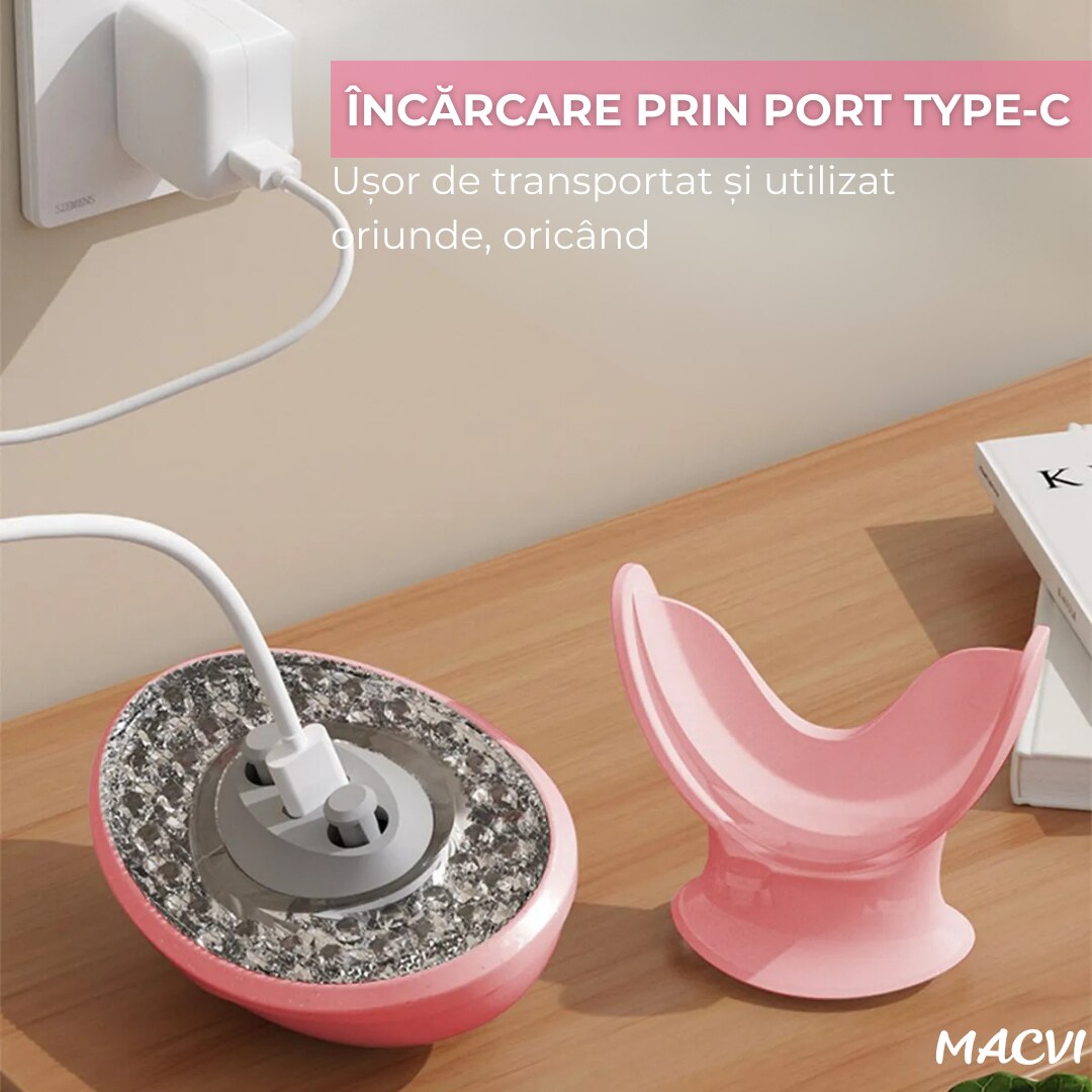 Dispozitiv volum buze MACVI, LED rosu 24 lumini, compact 8.5 cm, incarcare Type C