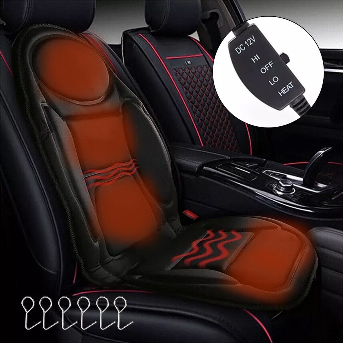 Husa masaj Macvi® scaun cu telecomanda control masaj talie si mijlocul coapsei 5 zone masaj 3 viteze alimentare auto 12V si priza 220V material poliester