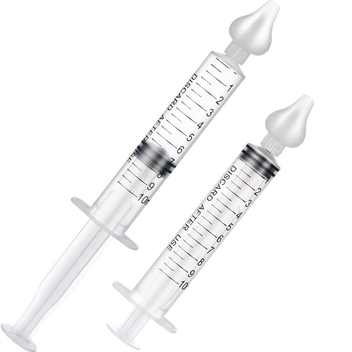 Set 2 Bucati Irigator / Dus Nazal Teno®, dispozitiv curatare sinusuri si decongestie nazala, cap din silicon, 10ml, transparent