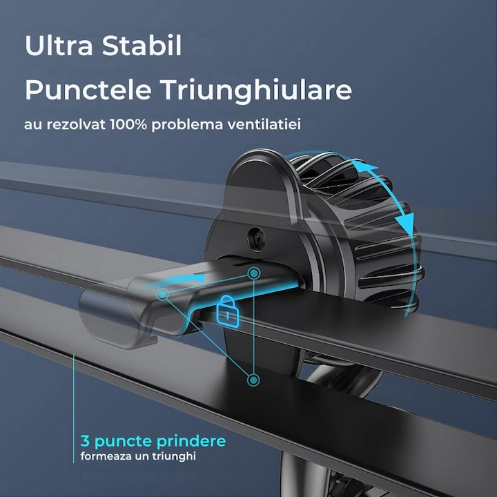 Suport auto magnetic Macvi®, rotire 360°, prindere ventilatie, magneti N52, compatibil telefon, tableta, ABS premium, aluminiu, negru 6.5x4.9x3.6 cm
