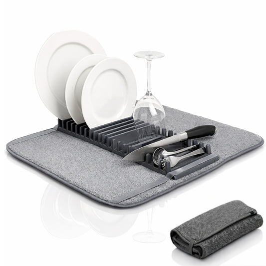 Suport vase Macvi® uscator vase pliabil 58x45.5, covoras absorbant material textil si suport siliconic organizator chiuveta bucatarie design compact respirabil banda elastica stabilitate mare, modern