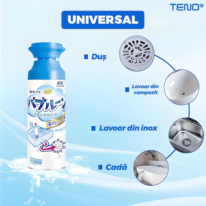 Solutie Desfundat Tevi Teno®, universala, pentru chiuveta/cada/scurgeri, actiune rapida, efect instant, usor de utilizat, 500 ml