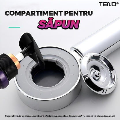 Para de Dus Dubla Teno®, recipient de sapun incorporat, 2 moduri de utilizare, mod presiune ridicata, mod spa, usor de utilizat, operare fara butoane, gri