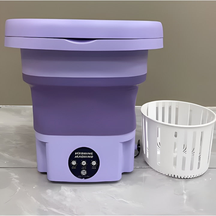 Masina de Spalat Rufe Portabila si Pliabila Macvi®, 6.5L, Functie Stoarcere, 3 Programe de Spalare, Compacta, Mov