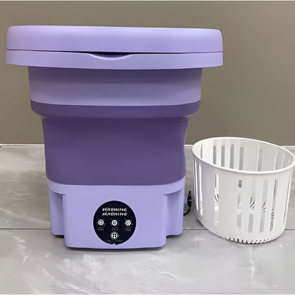Masina de Spalat Rufe Portabila si Pliabila Macvi®, 6.5L, Functie Stoarcere, 3 Programe de Spalare, Compacta, Mov