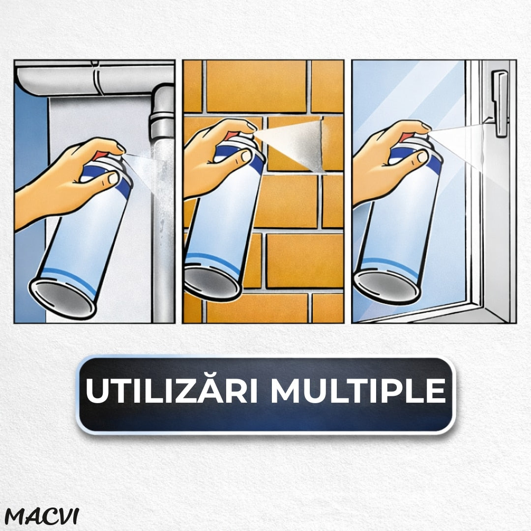 Spray Etansare Macvi® 450ml Hidroizolatie Rapida, Impermeabilizare Crapaturi, Protectie de Lunga Durata, Transparent