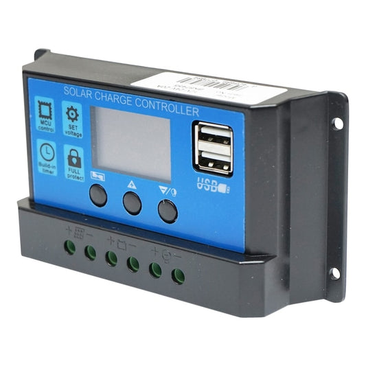Regulator Tensiune Panou Solar, Macvi®, 20A, 12V 24V, LCD Digital, 2x USB, Controler Incarcare, Protectie Baterie, Negru