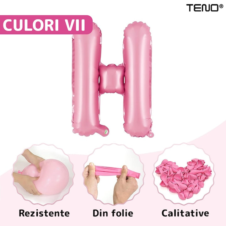 Set 25 Baloane Teno®, Litere, pentru Petreceri/Aniversari/Evenimente, confetti, stelute, model HAPPY BIRTHDAY, rose