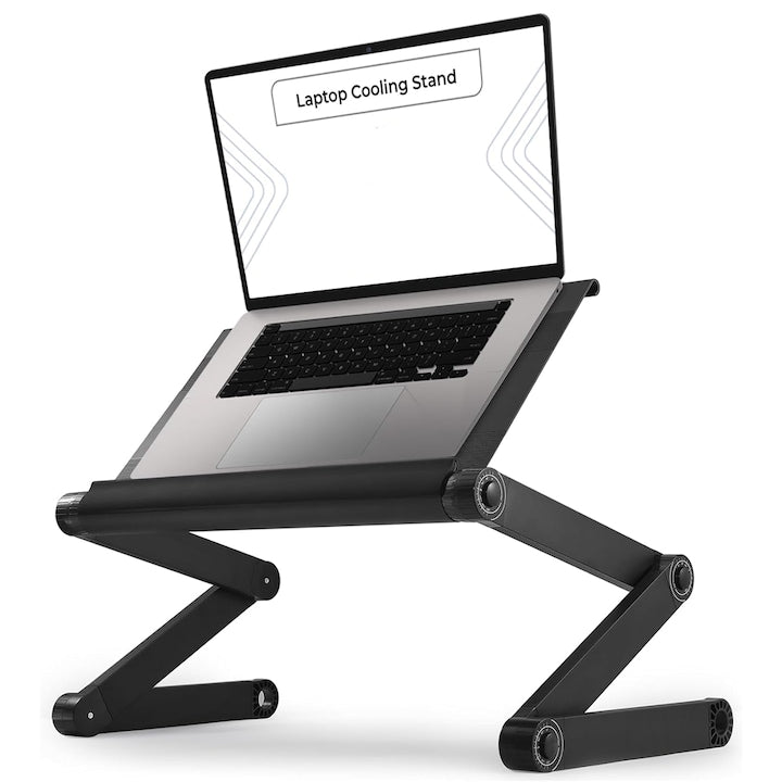Masuta pentru Laptop 2 in 1 Teno®, reglabila pe inaltime, fante de aerisire, suport reglabl pentru mouse, multifunctionala, versatila, 42 x 26 cm, negru