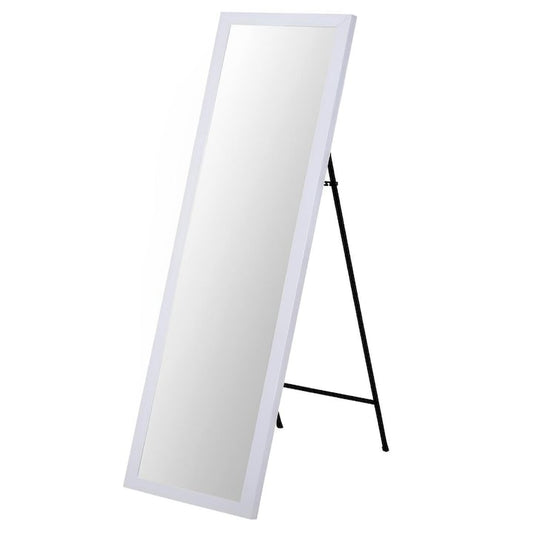 Oglinda de podea Macvi®, rama alba, 36 x 126 cm, pliabila, cu picior metalic, oglinda dressing dormitor living