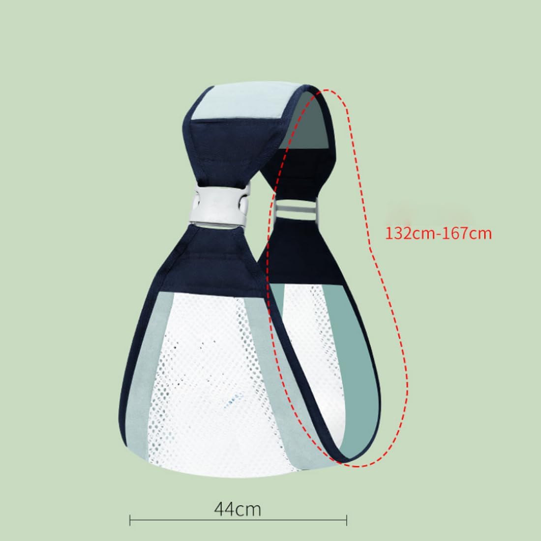 Marsupiu pentru bebelusi MACVI, ergonomic, bumbac si plasa respirabila, culoare verde, greutate max. 15 kg, dimensiune universala