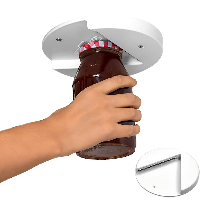 Desfacator Universal de Recipiente Teno®, pentru borcane/sticle/alte recipiente, zimti rezistenti, montare sub cabinet, ideal pentru persoanele cu atrtita, alb