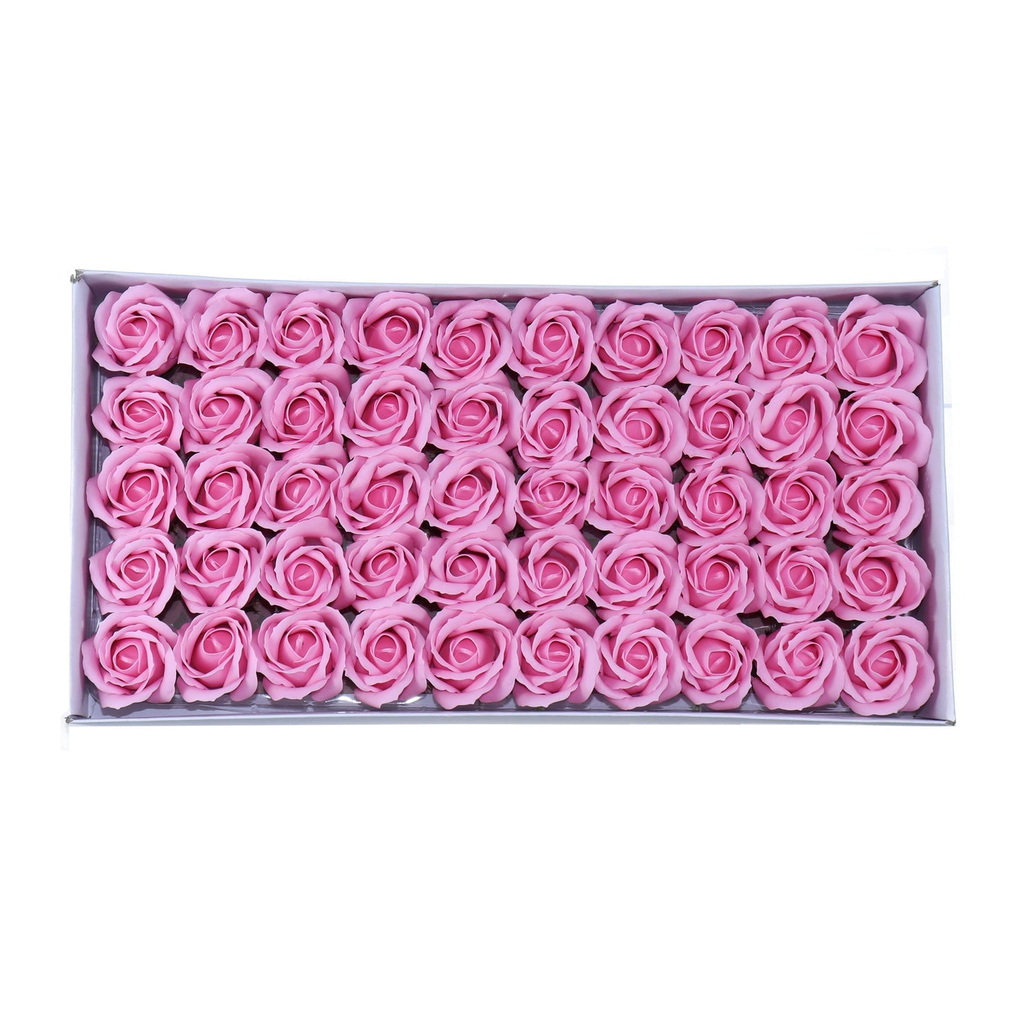 Set 50 trandafiri din sapun, 5x5 cm, calitate premium, decor si cadou elegant, Roz pal