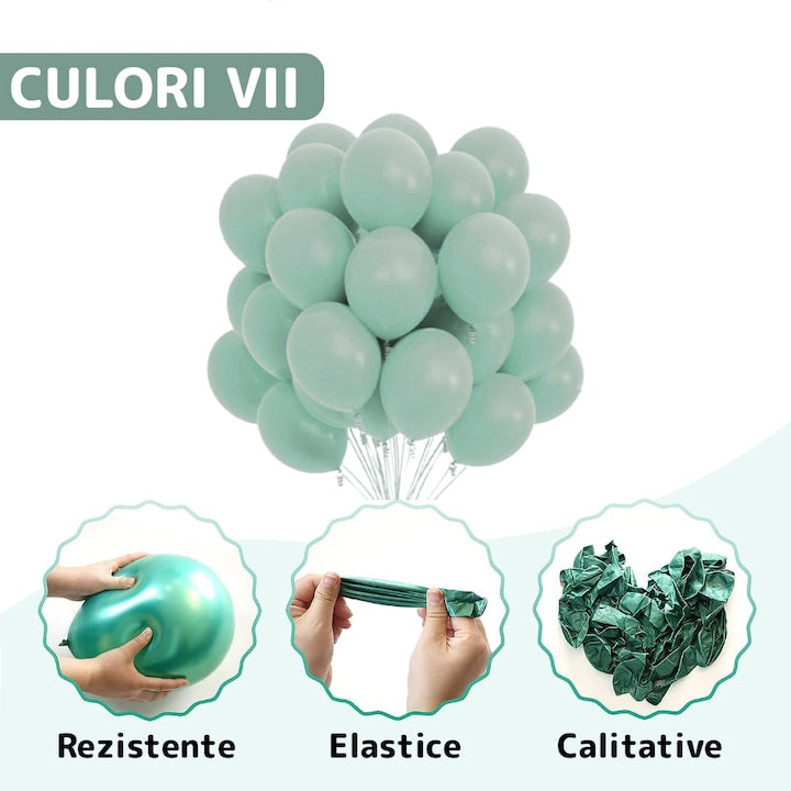 Set 100 Baloane Teno®, pentru Petreceri/Aniversari/Evenimente, o singura dimensiune, latex, turcoaz