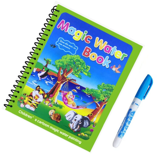 Carte de colorat reutilizabila Macvi Magic Book, 8 pagini, tematica animale, culori vibrante, pentru copii 3 ani+