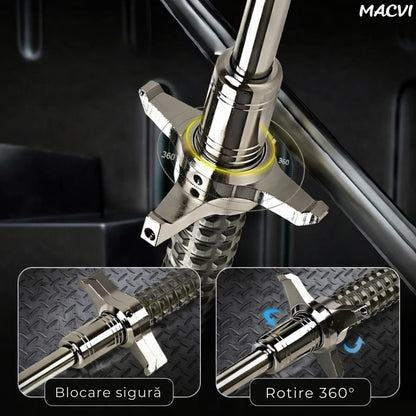 Bata telescopica Macvi® din otel inoxidabil cu maner antialunecare si mecanism extensibil design compact si rezistent