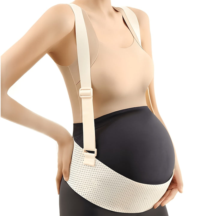 Banda de Suport pentru Gravide Teno®, centura abdominala, reduce durerea lombara, moale, respirabila, elastica, crem