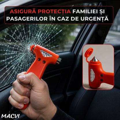 Ciocan Profesional Macvi® pentru Spargerea Geamurilor cu Suport si Cutter pentru Centura