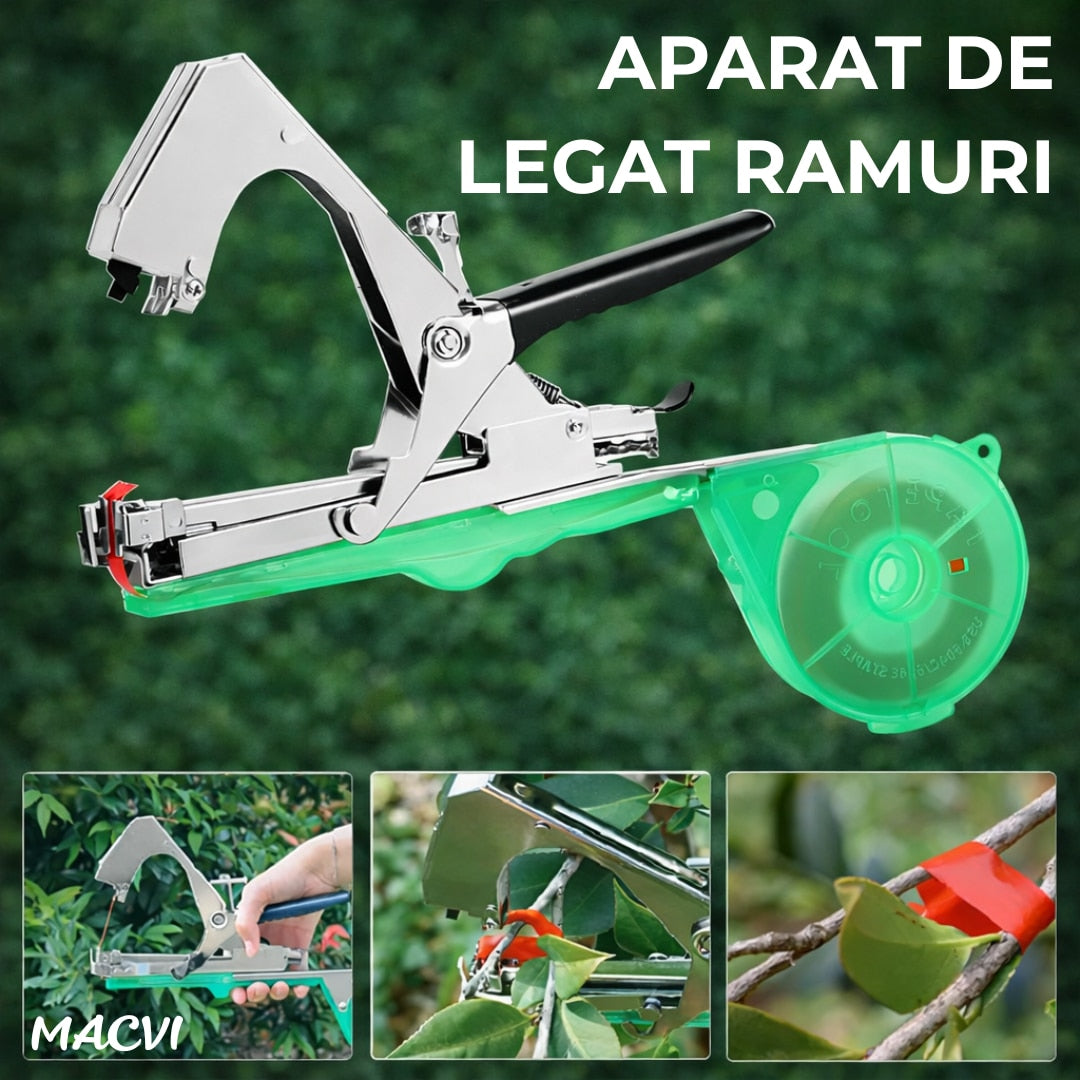 Aparat pentru legarea plantelor Macvi® cu 200 capse si rola de legat, Ideal pentru vie, pomi, legume si flori
