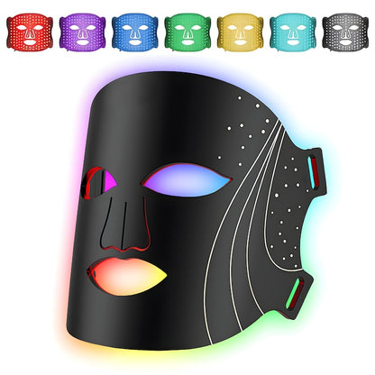 Masca Faciala cu Tratament LED Teno®, fototerapie, 8 moduri de iluminare, elimina ridurile si petele pigmentare, anti-acnee, anti-imbatranire, pentru toate tipurile de ten, negru