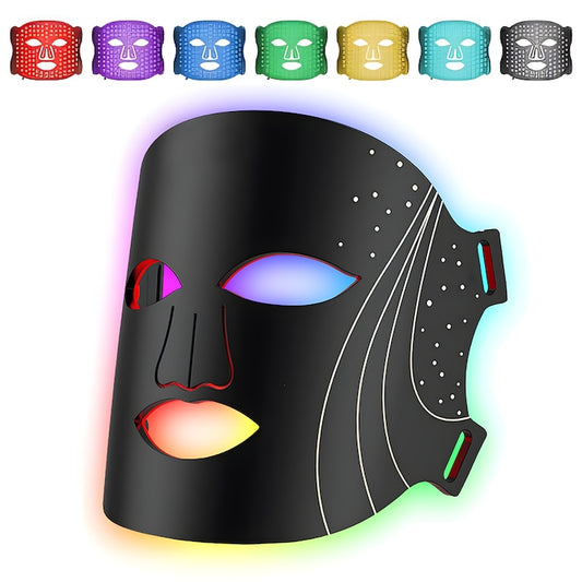 Masca Faciala cu Tratament LED Teno®, fototerapie, 8 moduri de iluminare, elimina ridurile si petele pigmentare, anti-acnee, anti-imbatranire, pentru toate tipurile de ten, negru