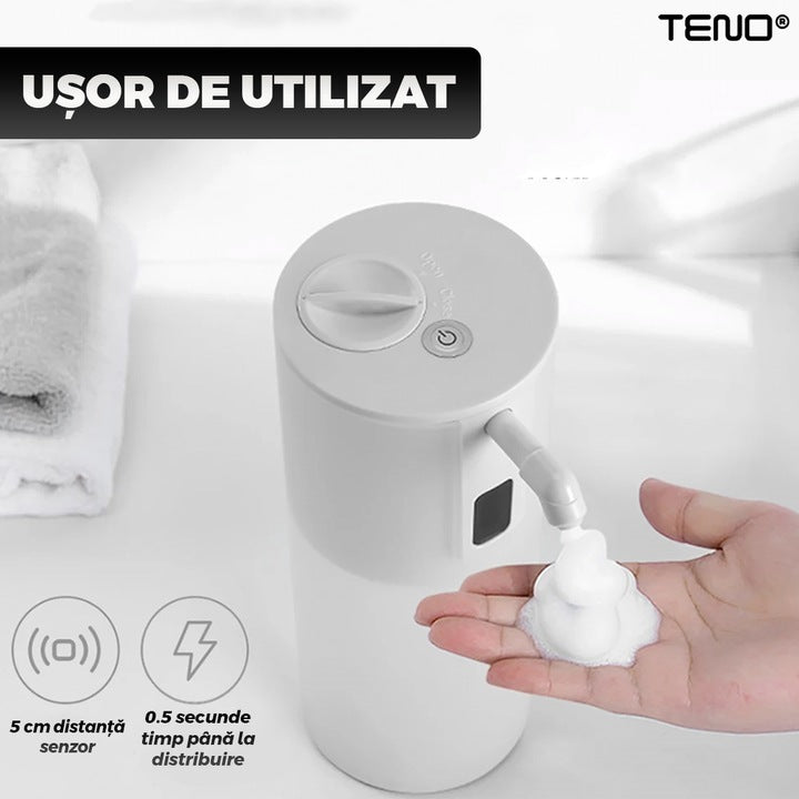 Dozator Automat de Sapun Teno, senzor de miscare, compact, alb, 350 ml