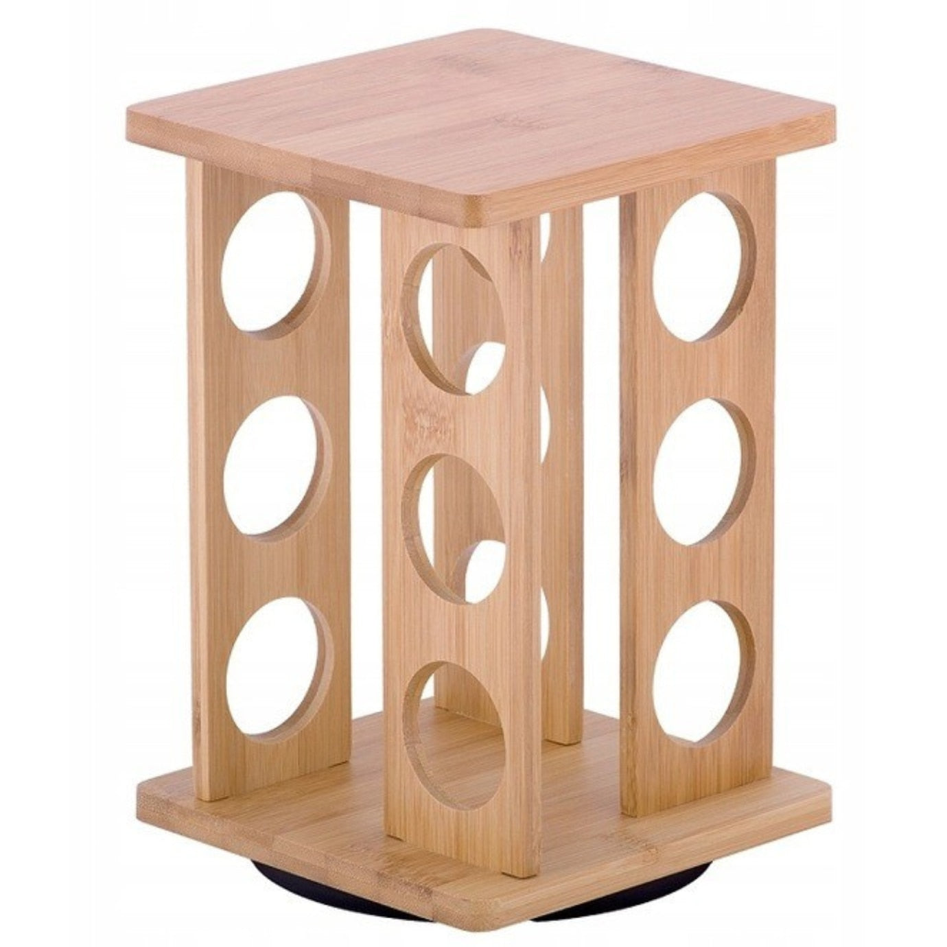 Set Condimente Macvi® Rotativ cu 12 Borcane Sticla Suport Bambus Carusel Bucatarie
