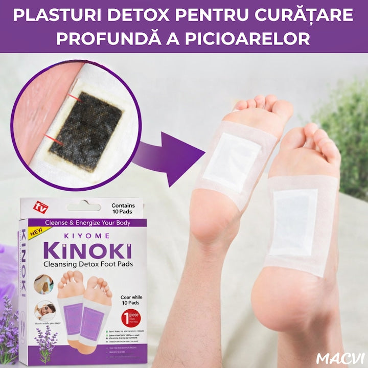 Set 10 Plasturi Plasturi Detox KINOKI Macvi® pentru Picioare cu Lavanda, Detoxifiere Naturala, Eliminare Toxine, Reducere Miros Neplacut, Imbunatatire Somn, Relaxare si Revitalizare