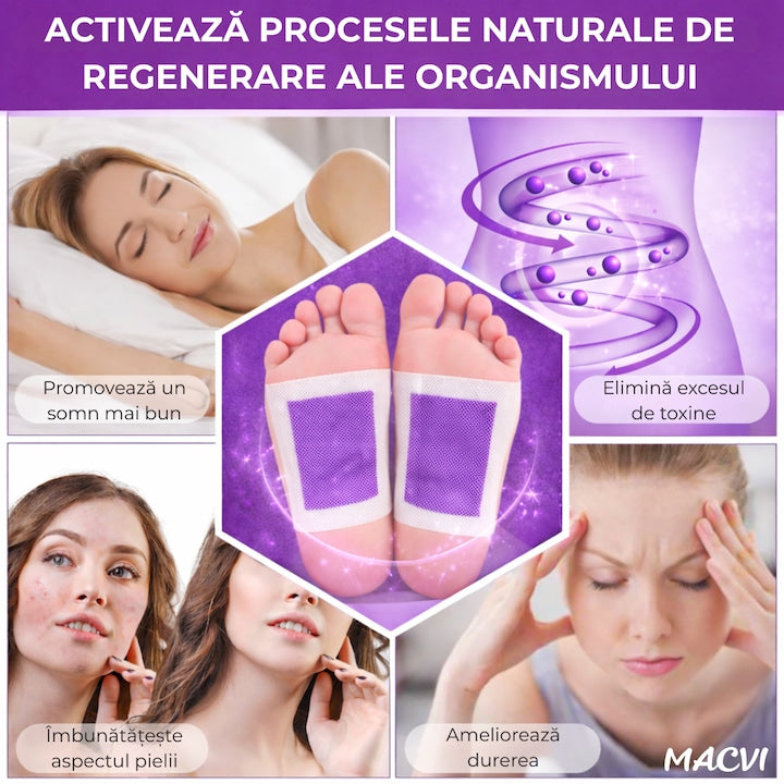 Set 10 Plasturi Plasturi Detox KINOKI Macvi® pentru Picioare cu Lavanda, Detoxifiere Naturala, Eliminare Toxine, Reducere Miros Neplacut, Imbunatatire Somn, Relaxare si Revitalizare