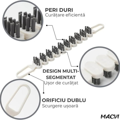 Perie de curatat pliabila Macvi®, alba, 26.5x2.8cm, durabila, cu gaura pentru agatat