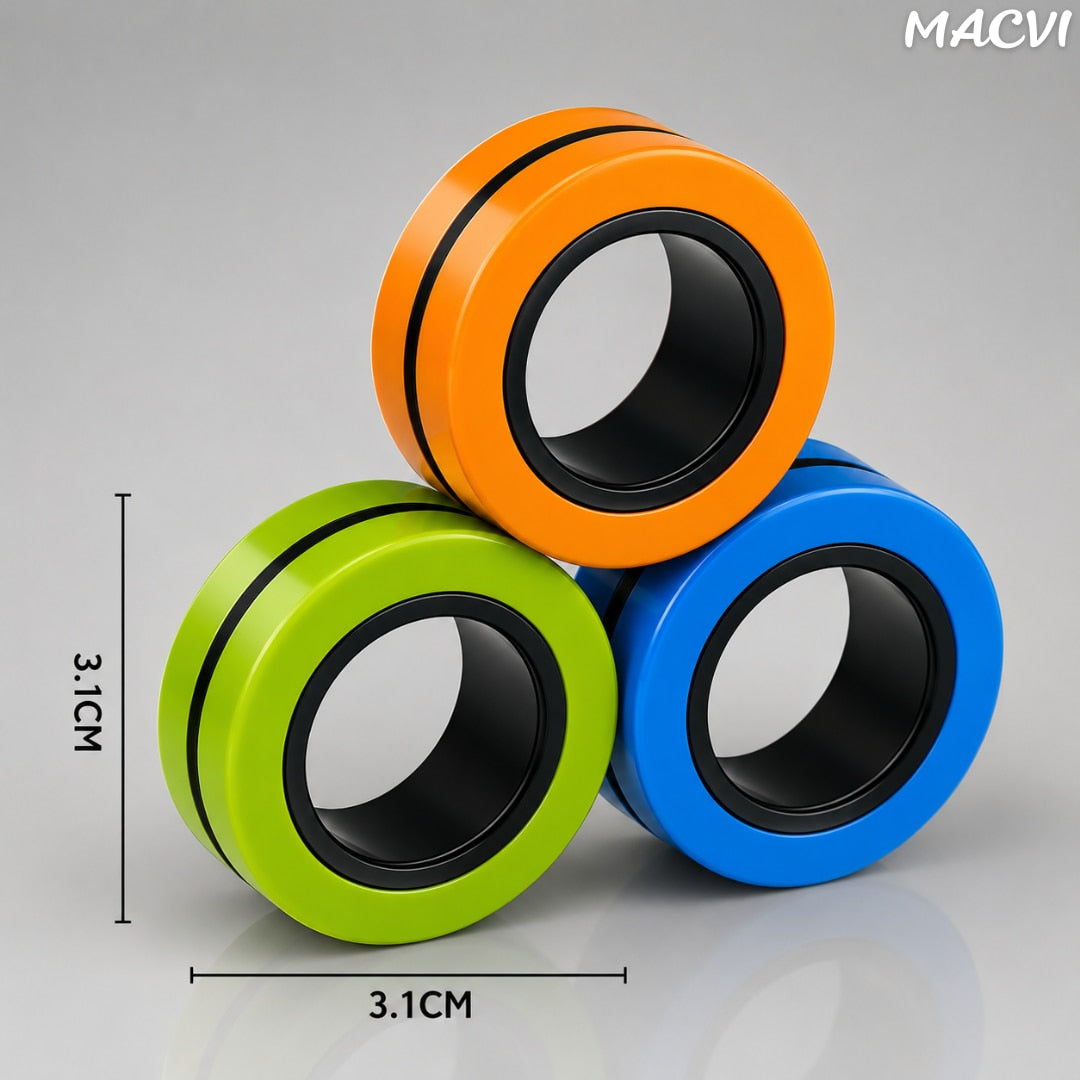 Set 3 inele Macvi® magnetice antistres Fidget, Multicolor