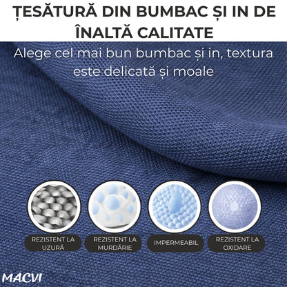 Organizator depozitare Macvi® 100 litri, cutie textila pliabila cu capac si fermoar, panou transparent pentru vizualizare si cadru metalic robust, ideala pentru haine voluminoase si depozitare