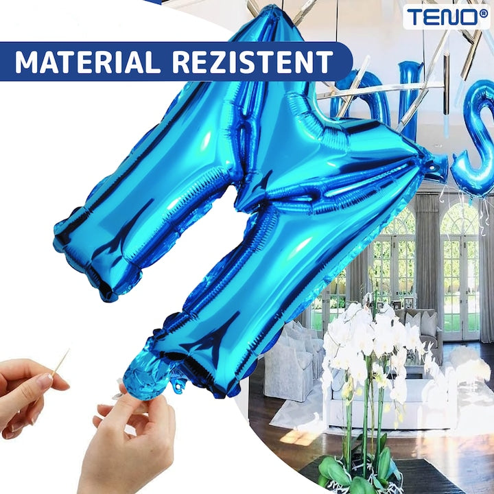 Balon in Forma de Litera M Teno®, metalizat, pentru Petreceri/Aniversari/Evenimente, rezistent, folie, albastru, 40 cm