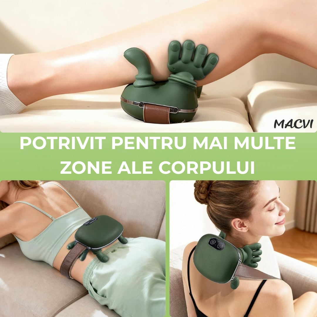 Aparat Masaj Gat si Umeri 4D Macvi® cu Incalzire 3 Intensitati Masaj Cervical Bionic Terapie Termica Simulare Masaj Maini Ameliorare Durere Gat Umeri Relaxare Musculara