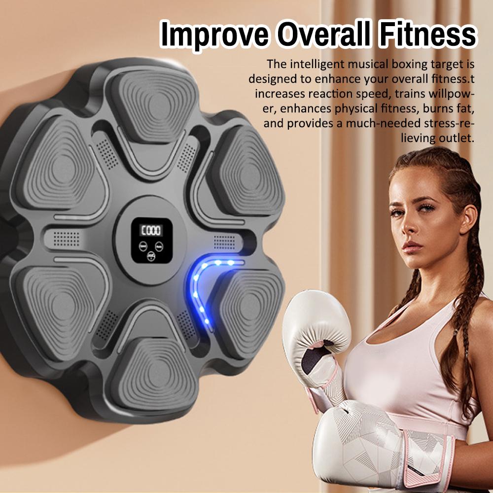 Tinta electronica de box SoSar® muzicala smart cu Bluetooth 10 moduri antrenament mod dublu boxe stereo contor lovituri baterie 1200 mAh din ABS si PP