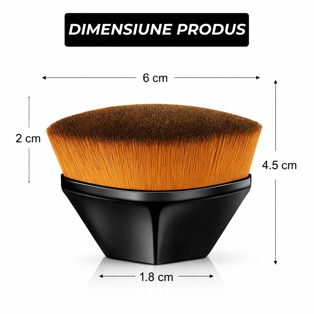 Pensula Machiaj Macvi® pentru Fond de Ten, Ultra Soft, Design Ergonomic, Negru